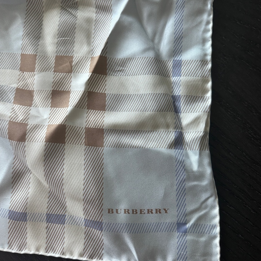 Burberry Light Blue and Brown Patterned Scarf